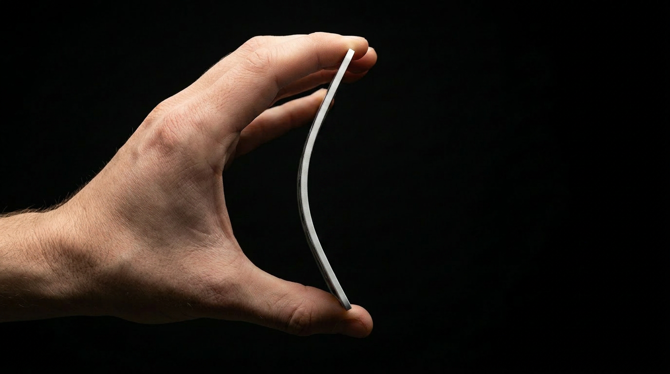 Hand bending the flexible enduro plate from straight into a deep curve